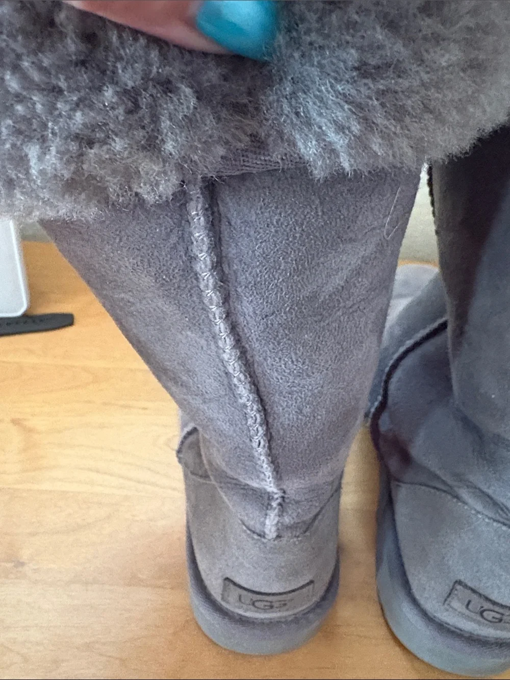 UGG Classic Short Shearling-Lined Winter Boots in Gray